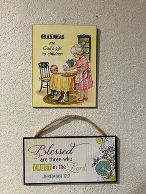 Two Vintage Religious Plaques Wall Art USA